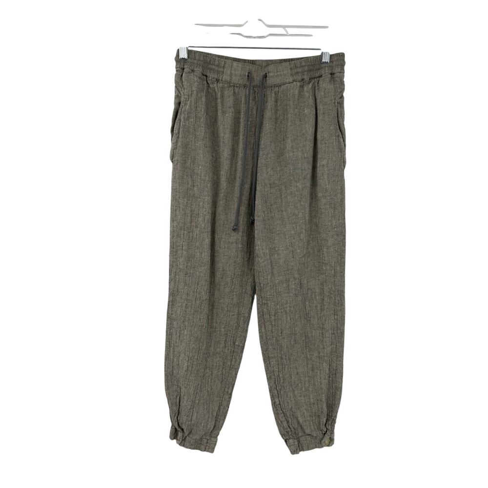 Poetry Womens Linen Pull On Jogger Pants Size 8 Earthy Gray Minimalist Coastal